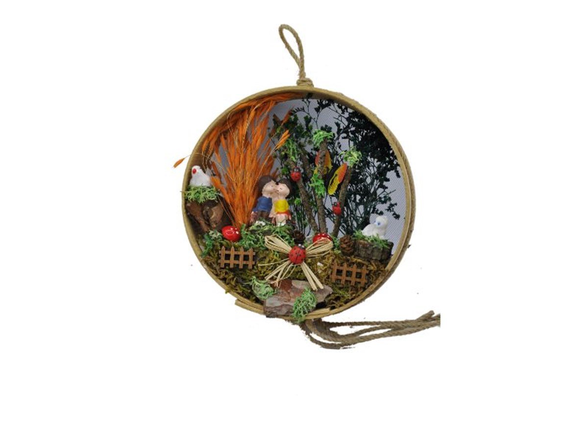 Bahçedeki Aşıklar Ahşap Teraryum - KIRMIZI