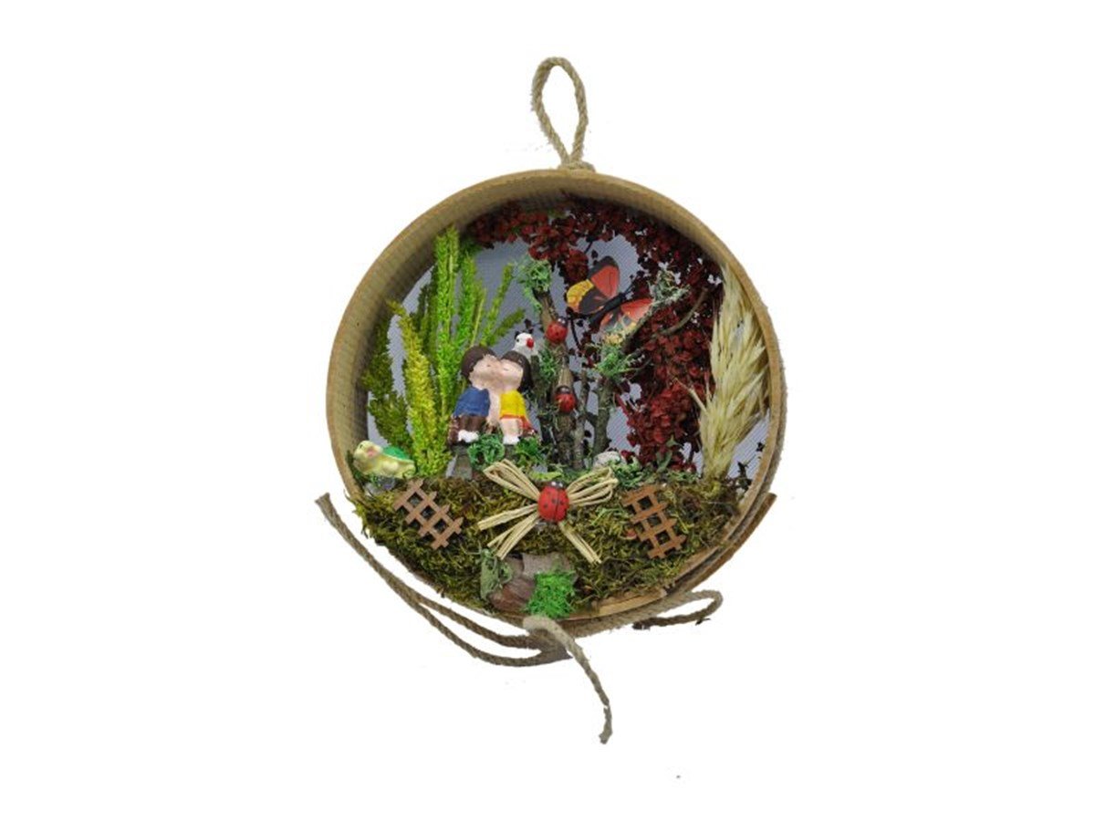 Bahçedeki Aşıklar Ahşap Teraryum - SARI