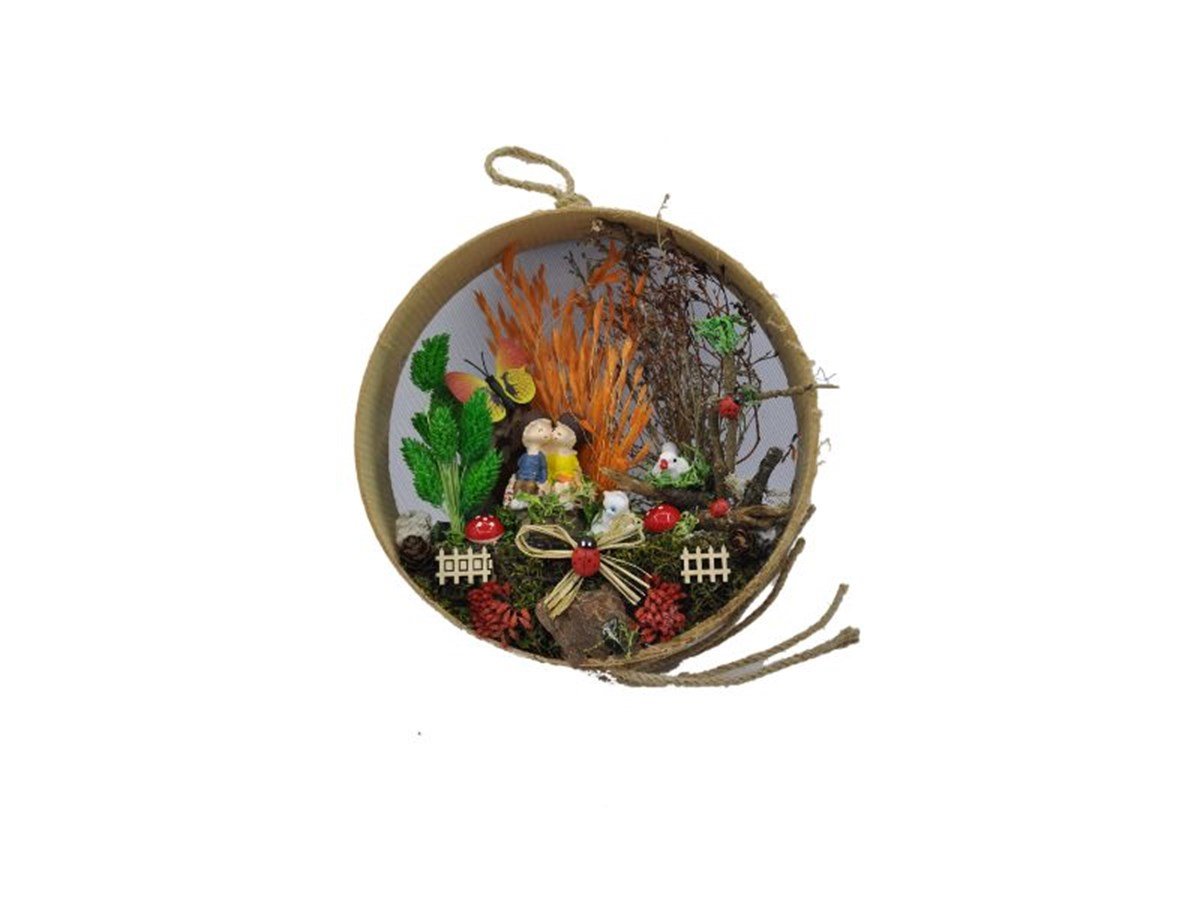 Bahçedeki Aşıklar Ahşap Teraryum - GÜMÜŞ