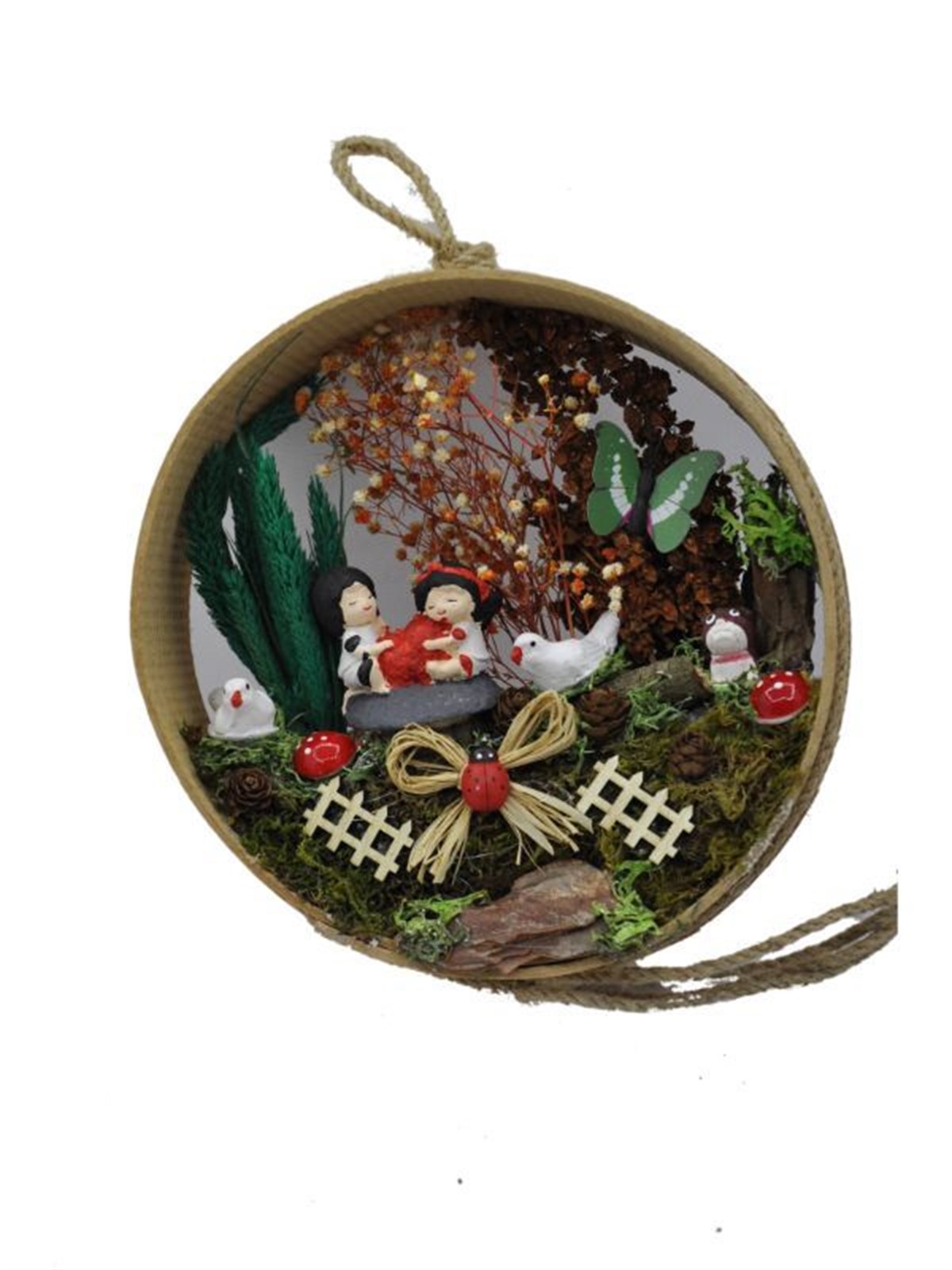 Bahçedeki Mutlu Arkadaşlar Ahşap Teraryum - KIRMIZI