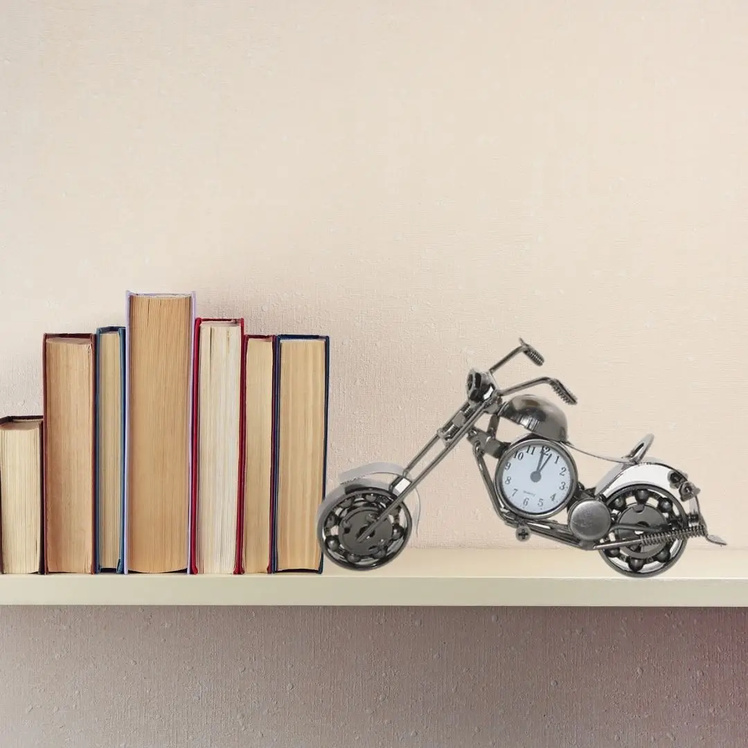 Dekoratif Metal Motosiklet Masa Saati - Retro Klasik Motor Biblo Hediyelik Obje