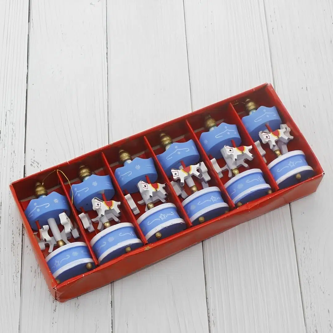 Dekoratif Mini Atlı Karınca Figürü 6'lı Set - MAVİ