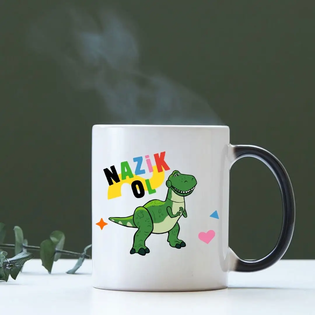 Dinozor Temalı Renk Değiştiren Sihirli Kupa Bardak