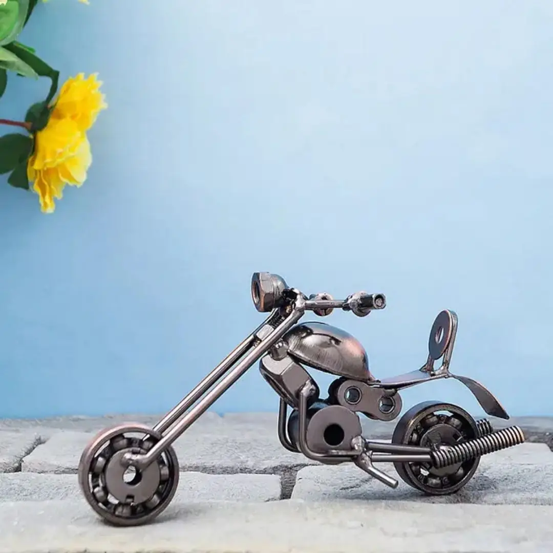 İsme Özel Tasarım Metal Motosiklet Biblosu - Erkeklere Hediye Dekoratif Motor Figürü
