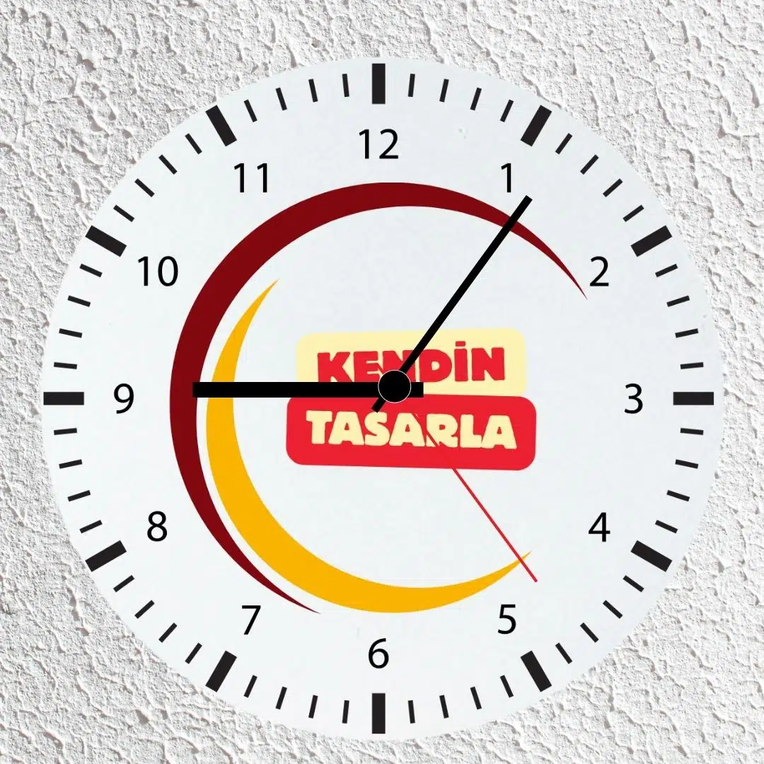 Kendin Tasarla Cam Duvar Saati 30x30 cm - Kişiye Özel Logo ve Resim Baskılı Dekoratif Saat