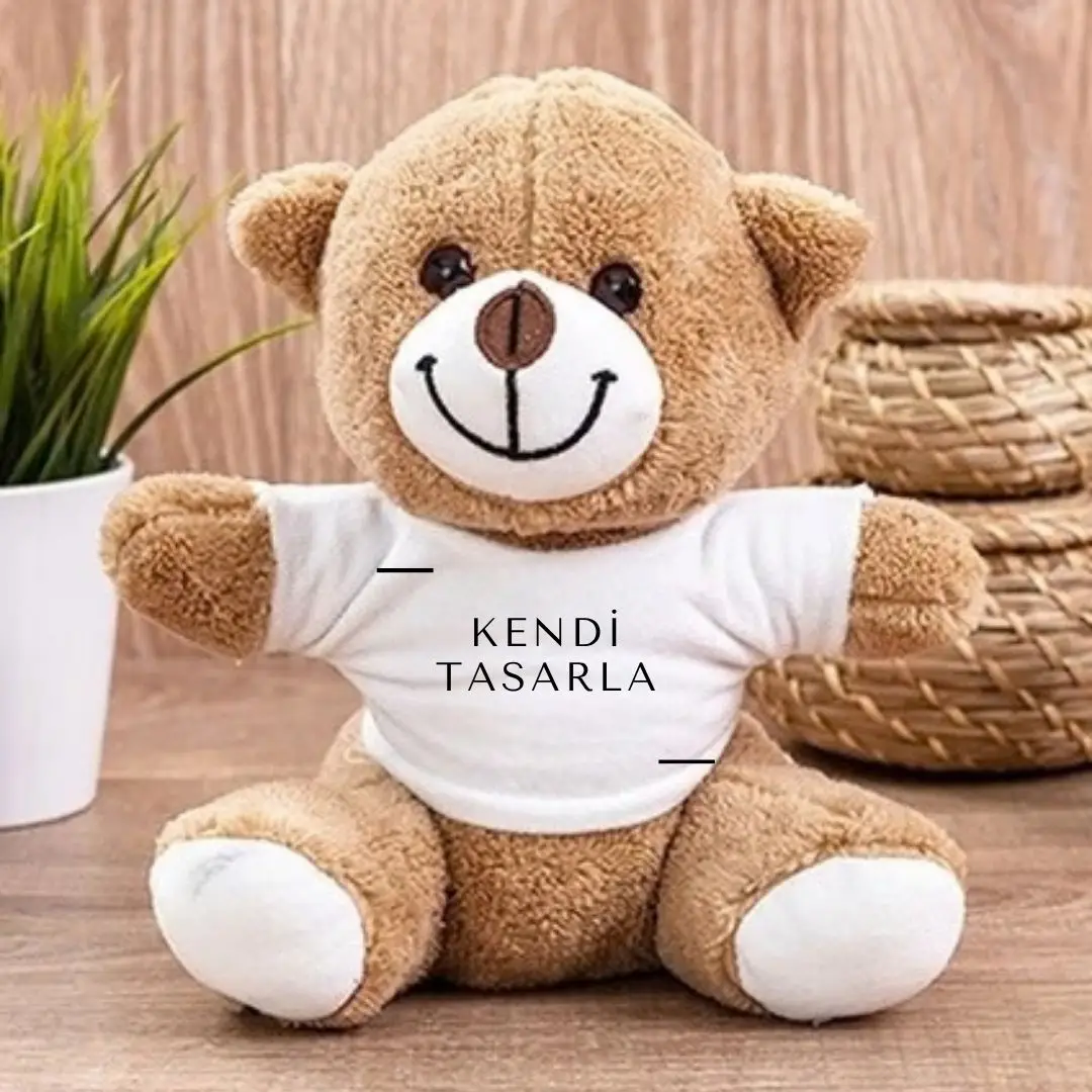 Kendin Tasarla Kişiye Özel Baskılı Peluş Ayıcık - KAHVERENGİ