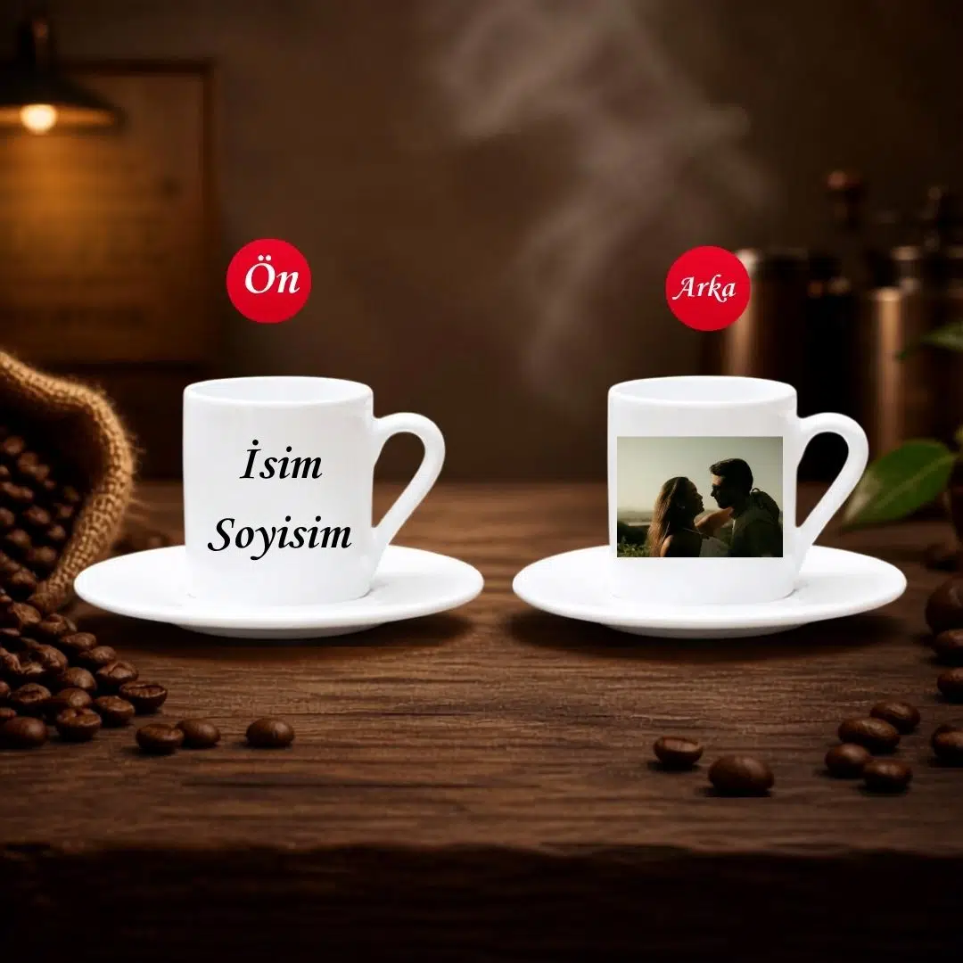 Kişiye Özel Fotoğraflı ve İsimli Türk Kahvesi Fincanı