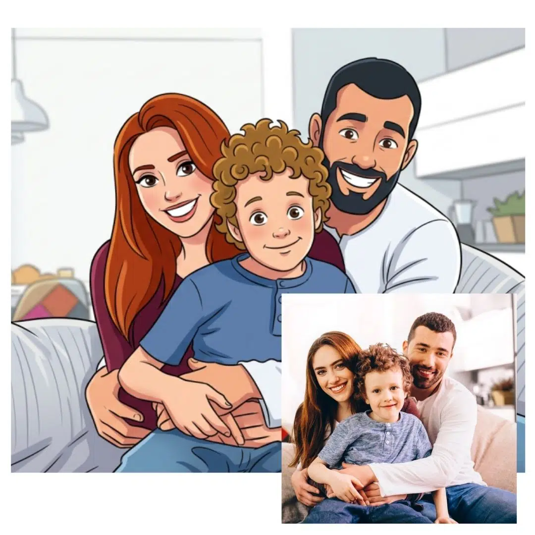 Kişiye Özel Fotoğraftan Karikatür Ahşap MDF Poster Tablo 20x28 cm