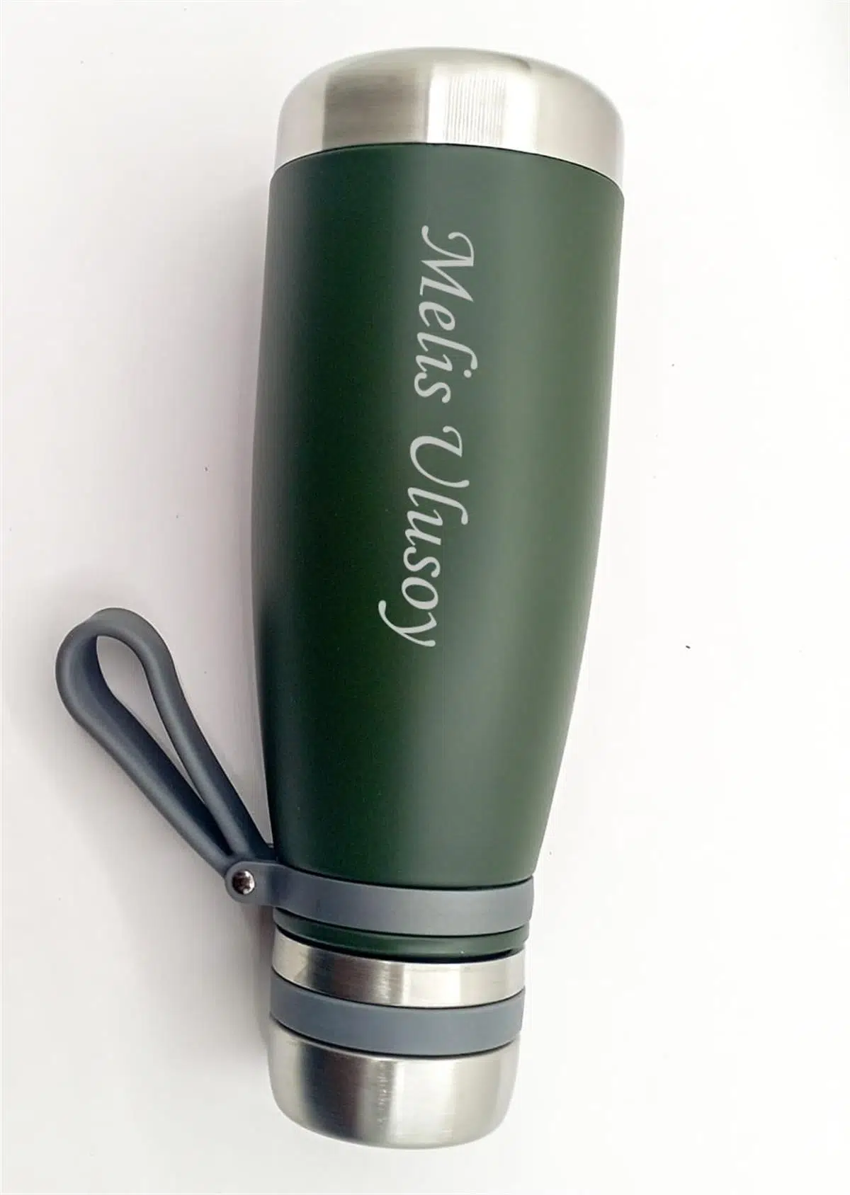 Kişiye Özel Paslanmaz Çelik Çift Duvar Termos Matara 600 ml - YEŞİL