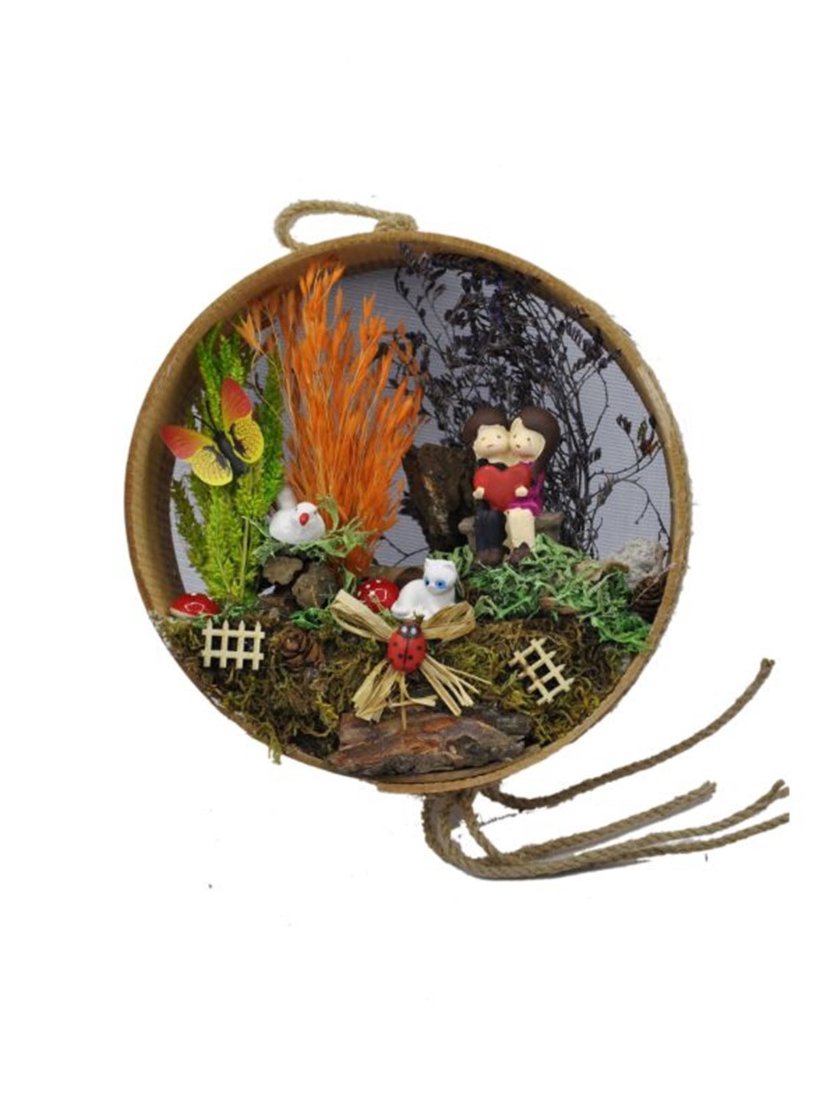 Ormandaki Aşıklar Ahşap Teraryum - KIRMIZI