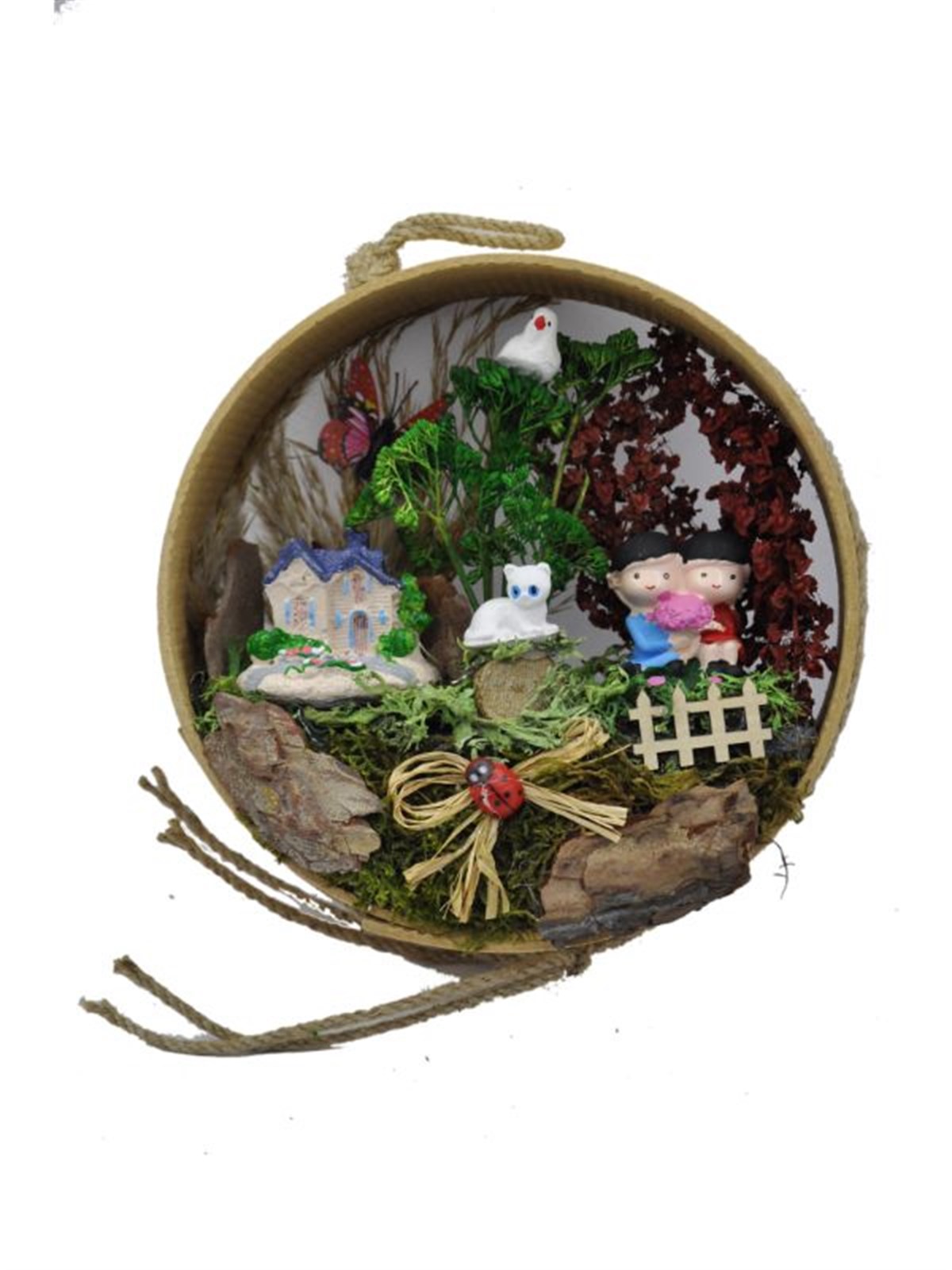 Ormandaki Mutlu Aşıklar Ahşap Teraryum - SARI