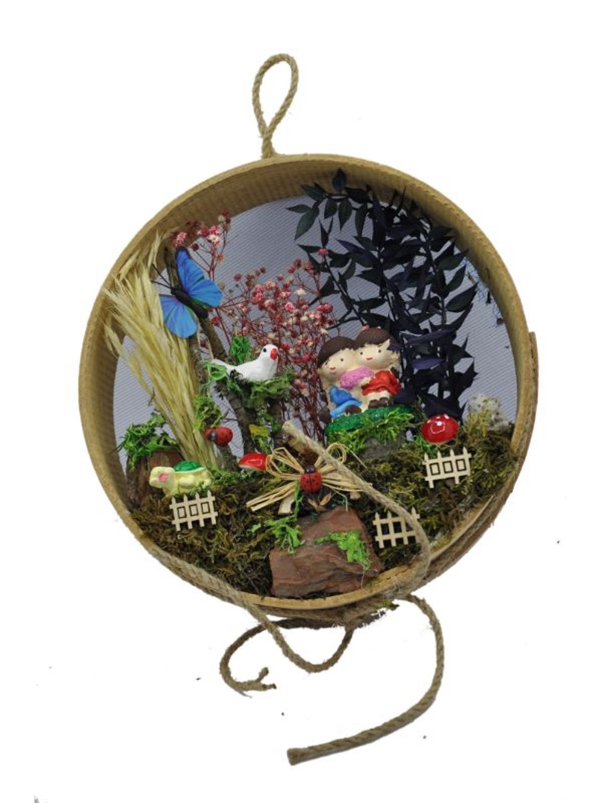 Ormandaki Mutlu Aşıklar Ahşap Teraryum - MOR