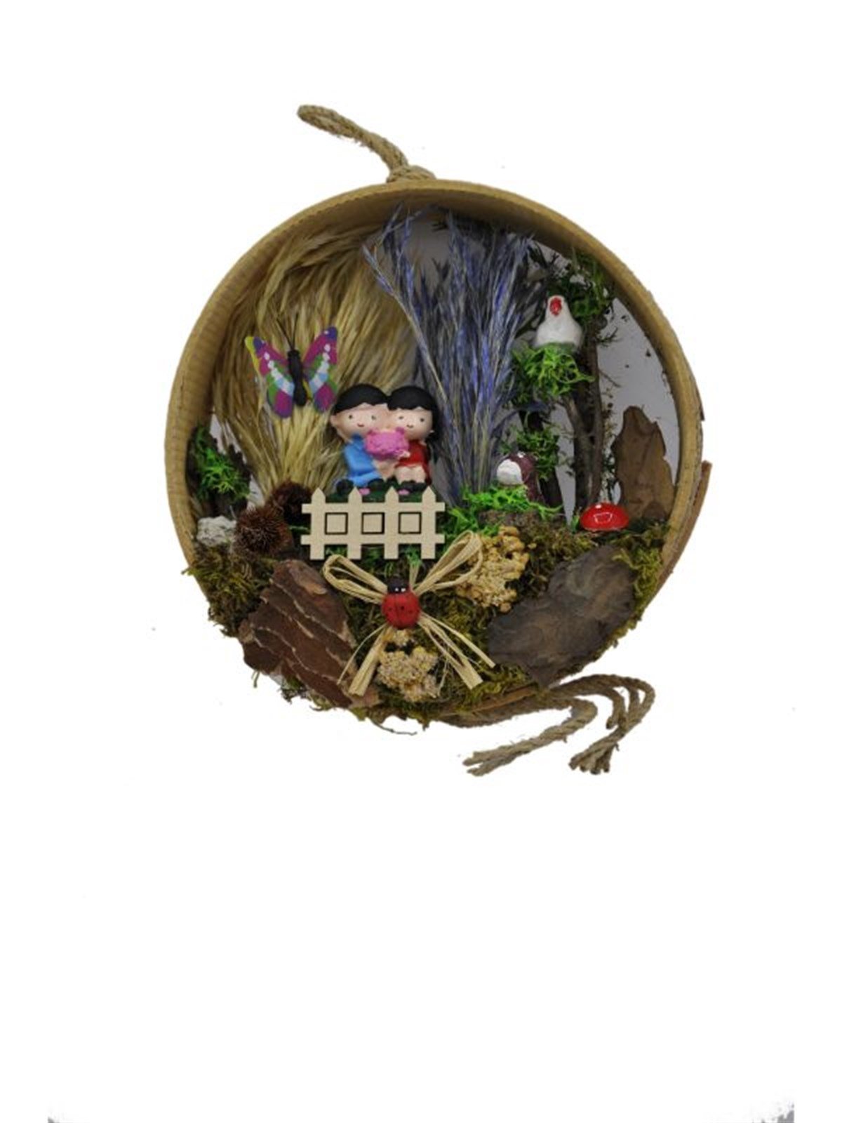 Ormandaki Mutlu Aşıklar Ahşap Teraryum - Açık Mavi