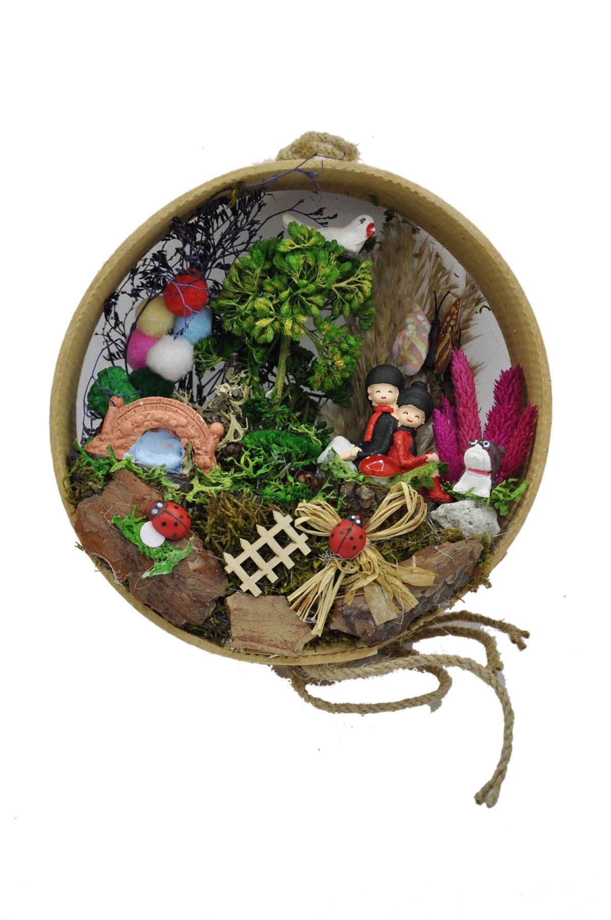 Ormandaki Sırt Sırta Aşıklar Ahşap Teraryum - MAVİ