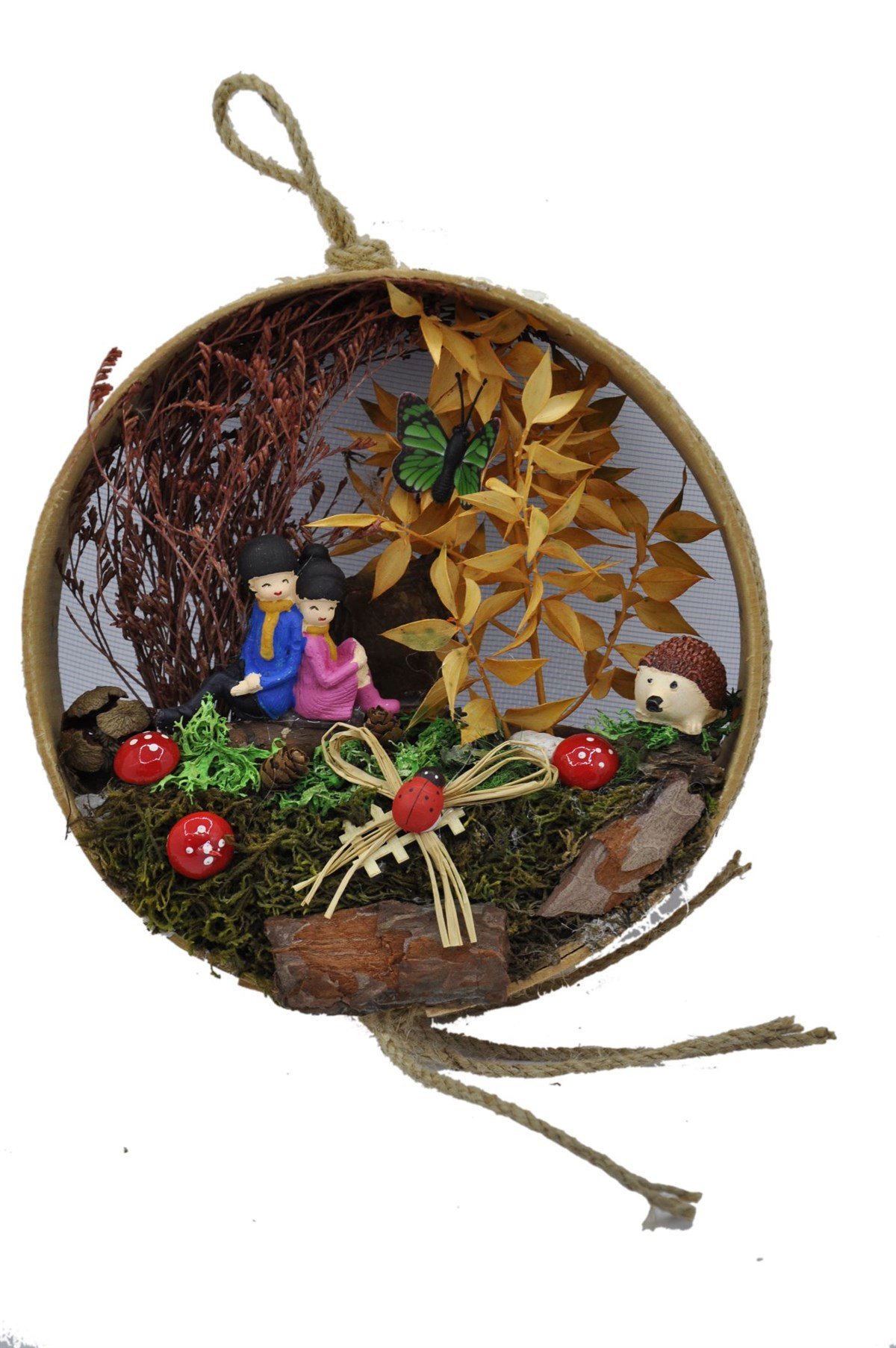 Ormandaki Sırt Sırta Aşıklar Ahşap Teraryum - SİYAH