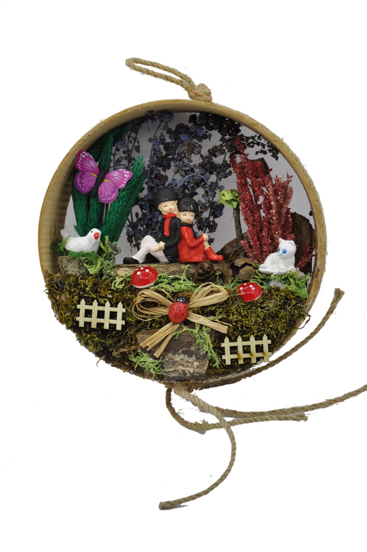 Ormandaki Sırt Sırta Aşıklar Ahşap Teraryum - FUSYA