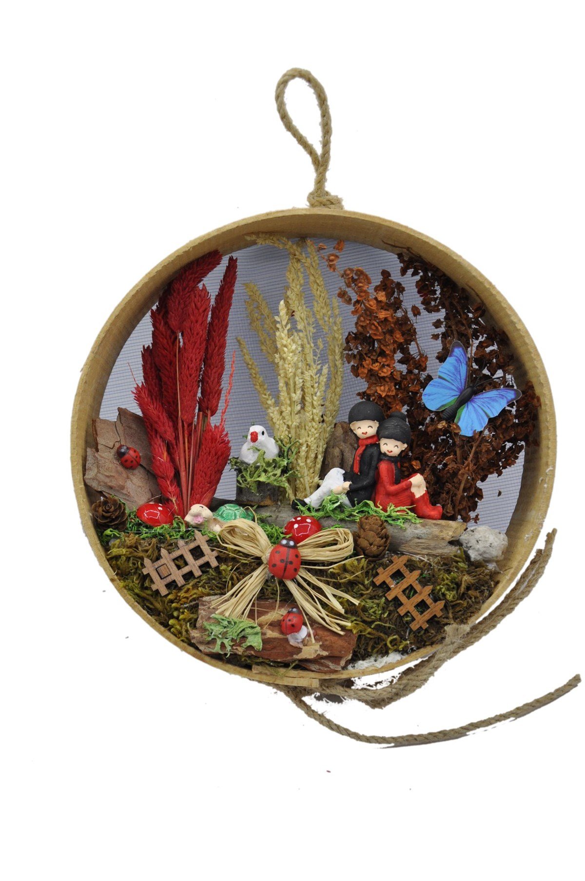 Ormandaki Sırt Sırta Aşıklar Ahşap Teraryum - TURUNCU