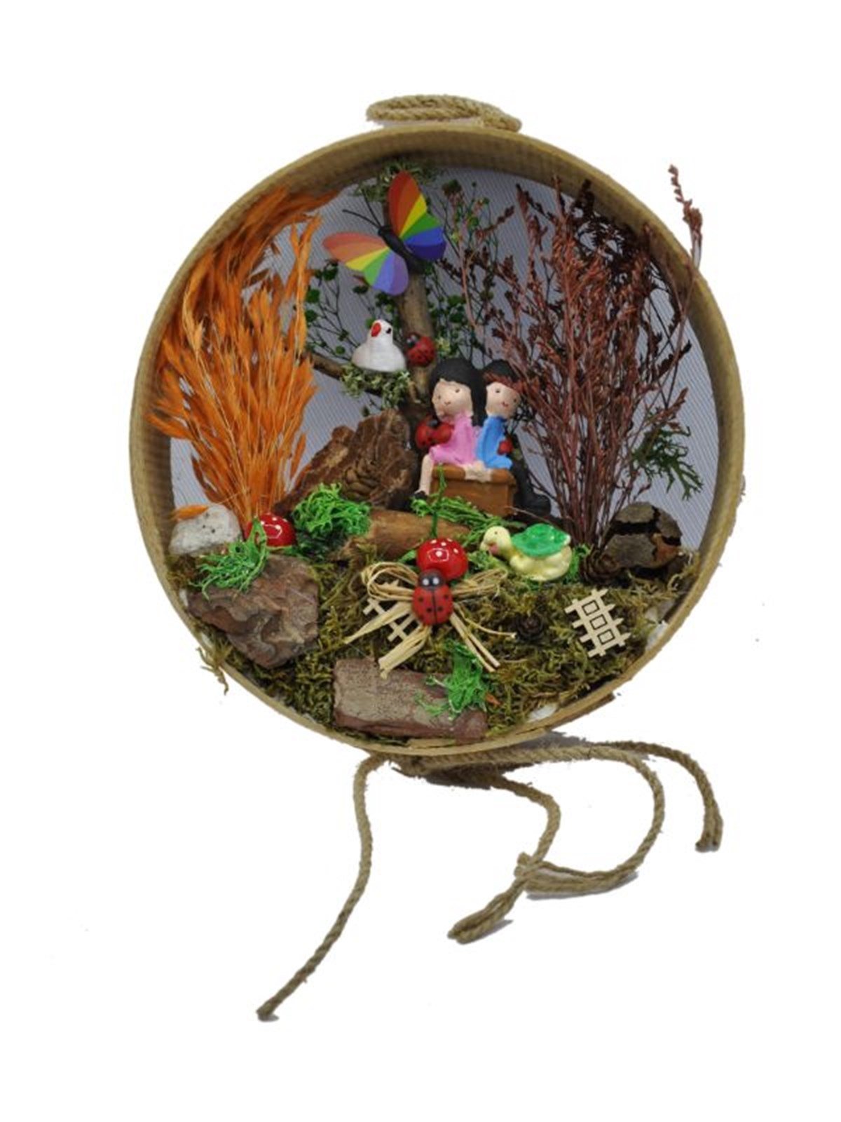 Ormandaki Sırt Sırta Kardeşler Ahşap Teraryum - MAVİ