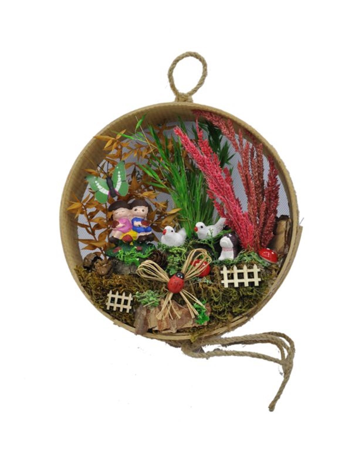 Ormandaki Sırt Sırta Mutlu Arkadaşlar Ahşap Teraryum - YEŞİL