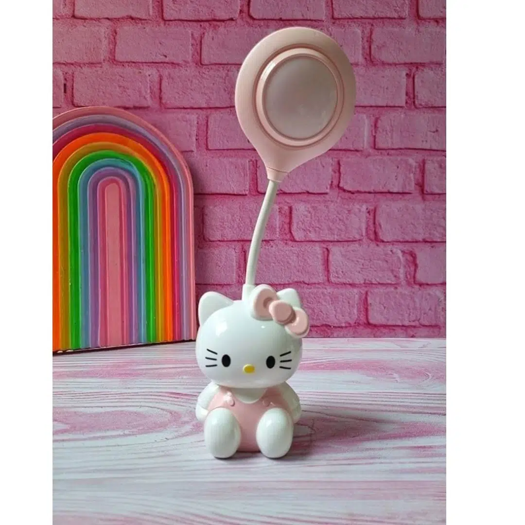 Sanrio Hello Kitty Tasarımlı Şarzlı Çocuk Odası Masa Lambası - PEMBE