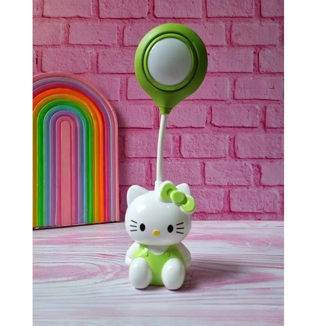Sanrio Hello Kitty Tasarımlı Şarzlı Çocuk Odası Masa Lambası - YEŞİL