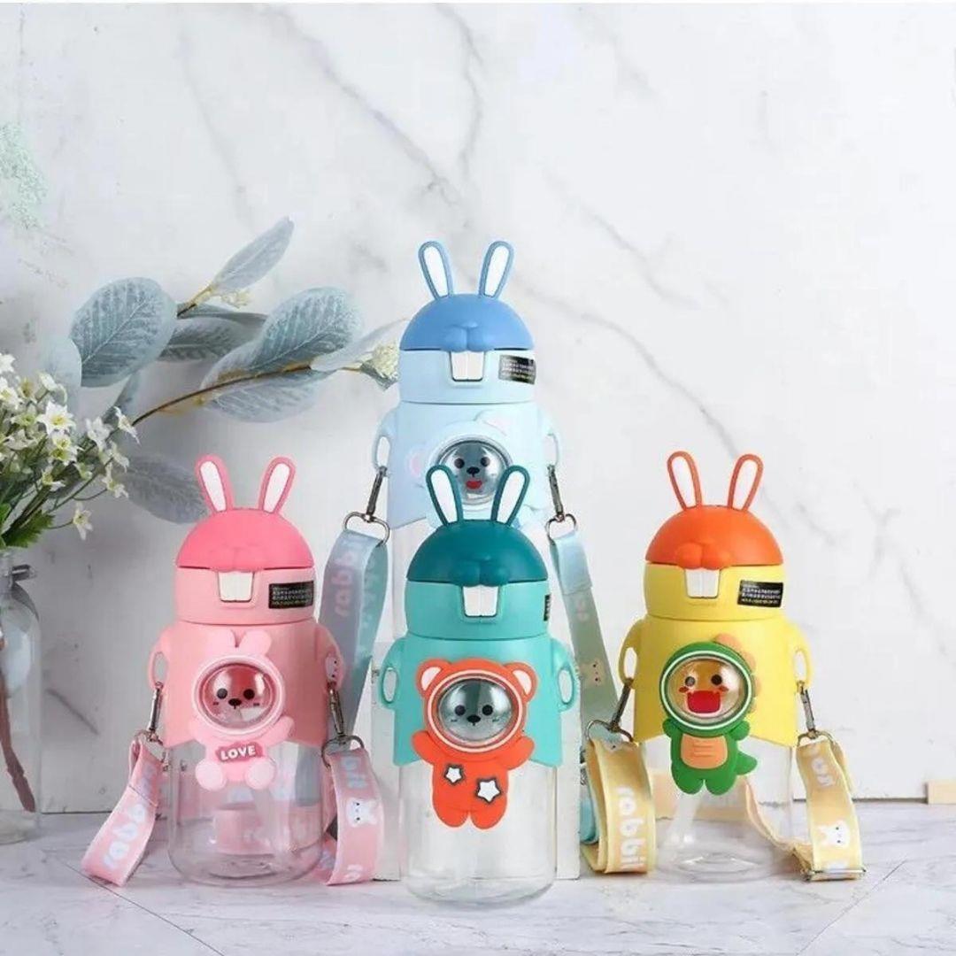 Sevimli Tavşan Çocuk Okul Matara Su Şisesi 600 ml - SARI
