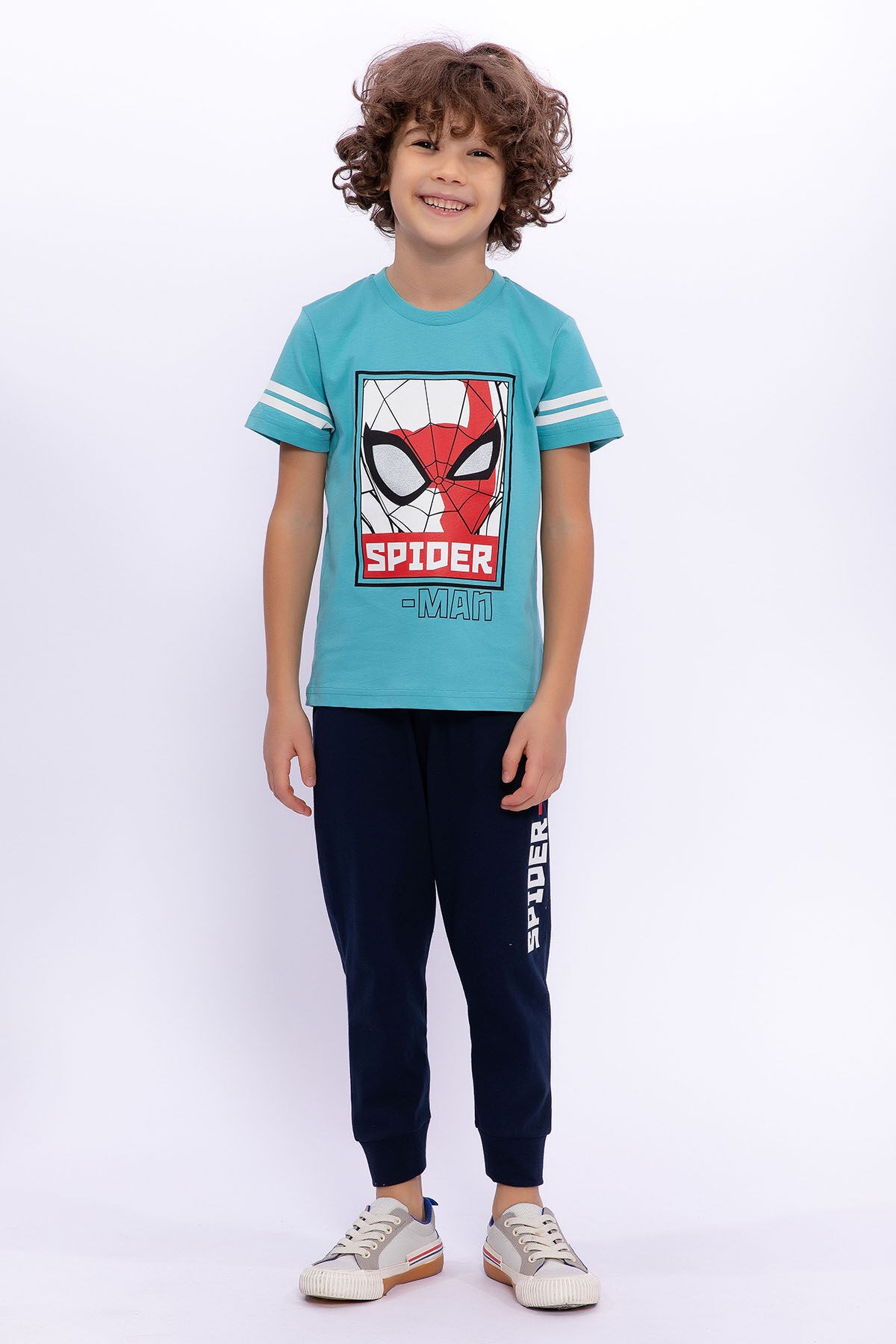 Spiderman Lisanslı Cam Göbeği Erkek Çocuk Eşofman Takımı - Açık Mavi