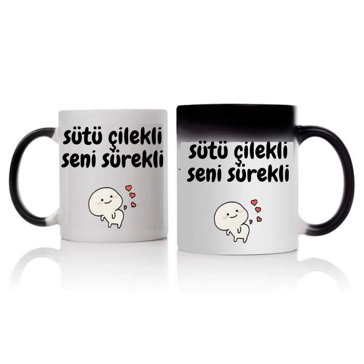Sütü Çilekli Seni Sürekli Tasarımlı Sihirli Kupa Bardak