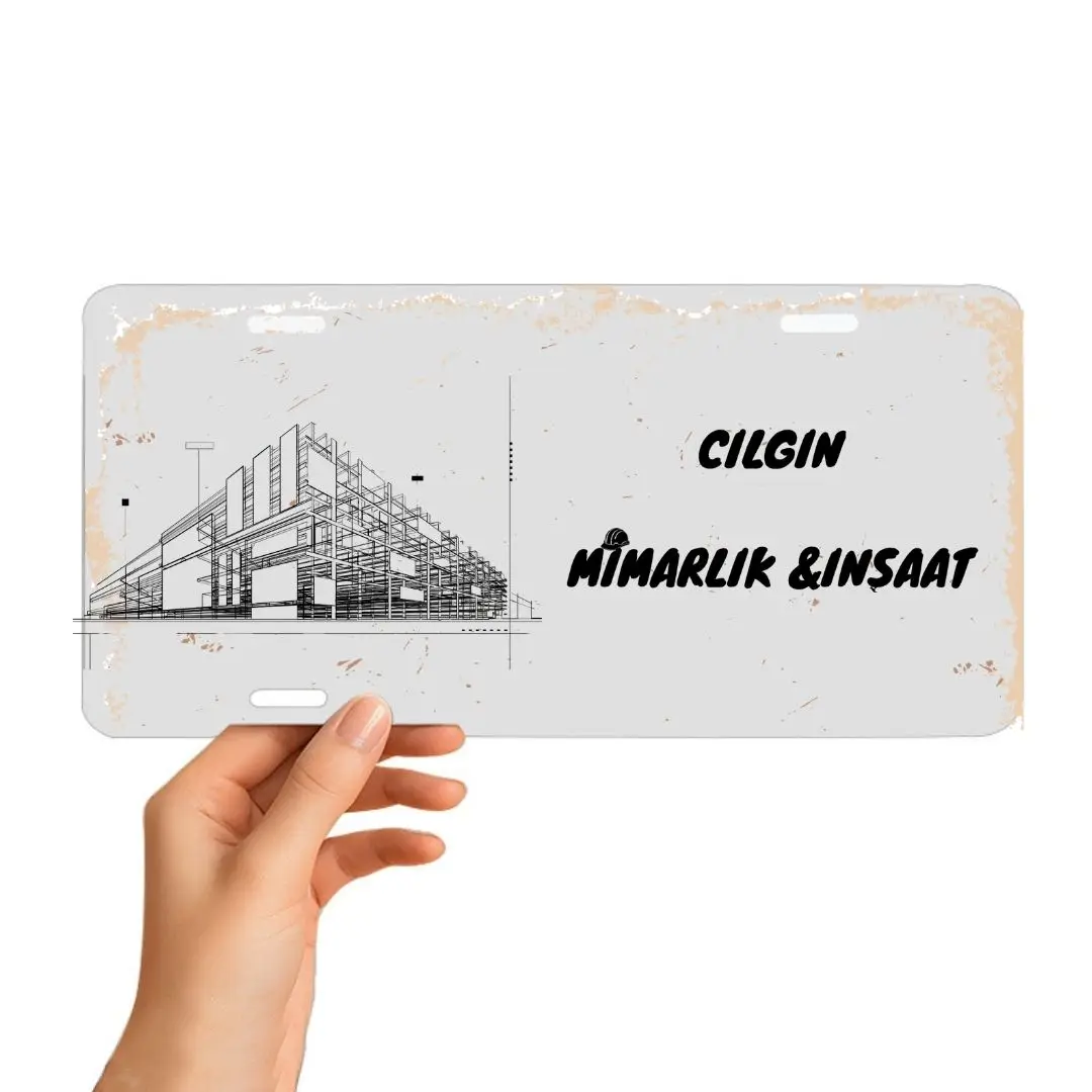 Mimara Mühendise Özel Metal Ofis Tabelası - İnşaat Mühendisi Dekoratif Duvar Levhası 14.5 x 29.5 cm